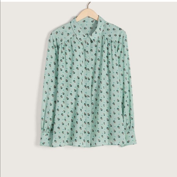 Light green printed button down shirt size 2X - Picture 5 of 8